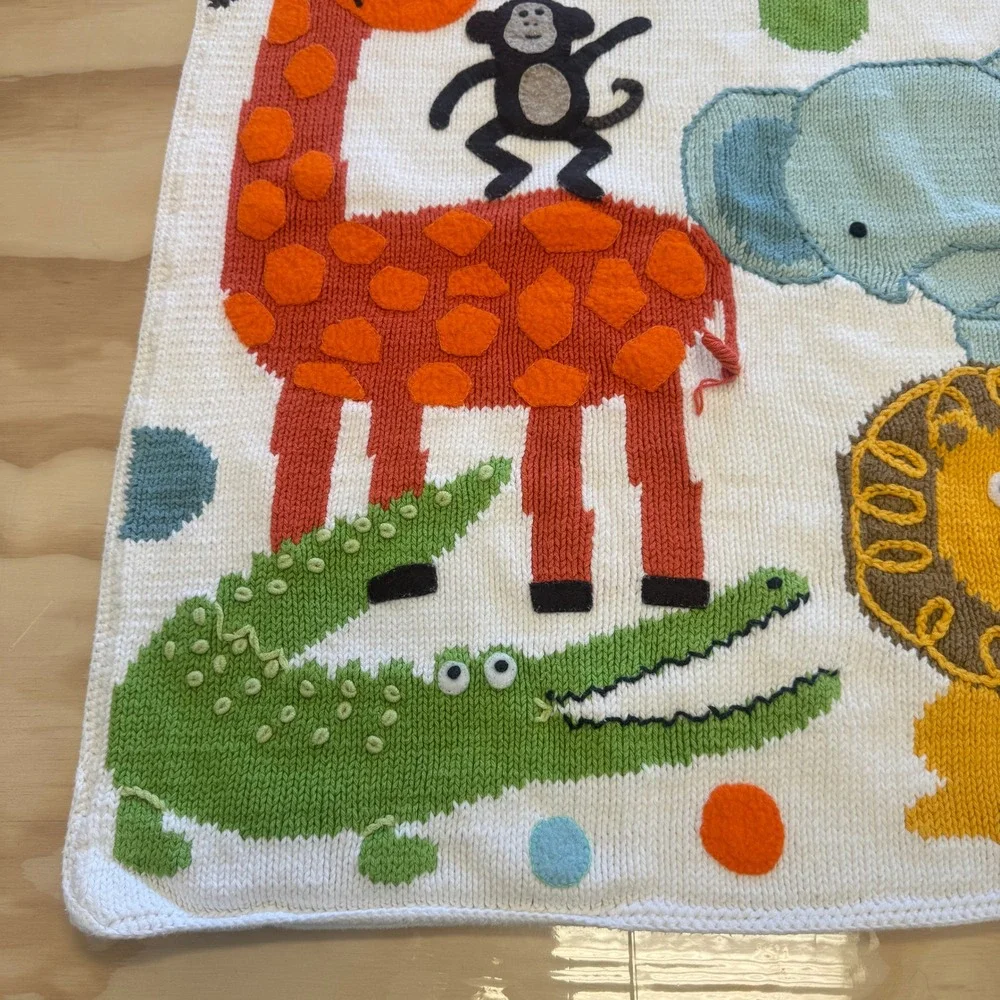 Neiman Marcus Art Walk Nursery Baby Blanket Safari‎ Animal Polka Dot Cotton OS